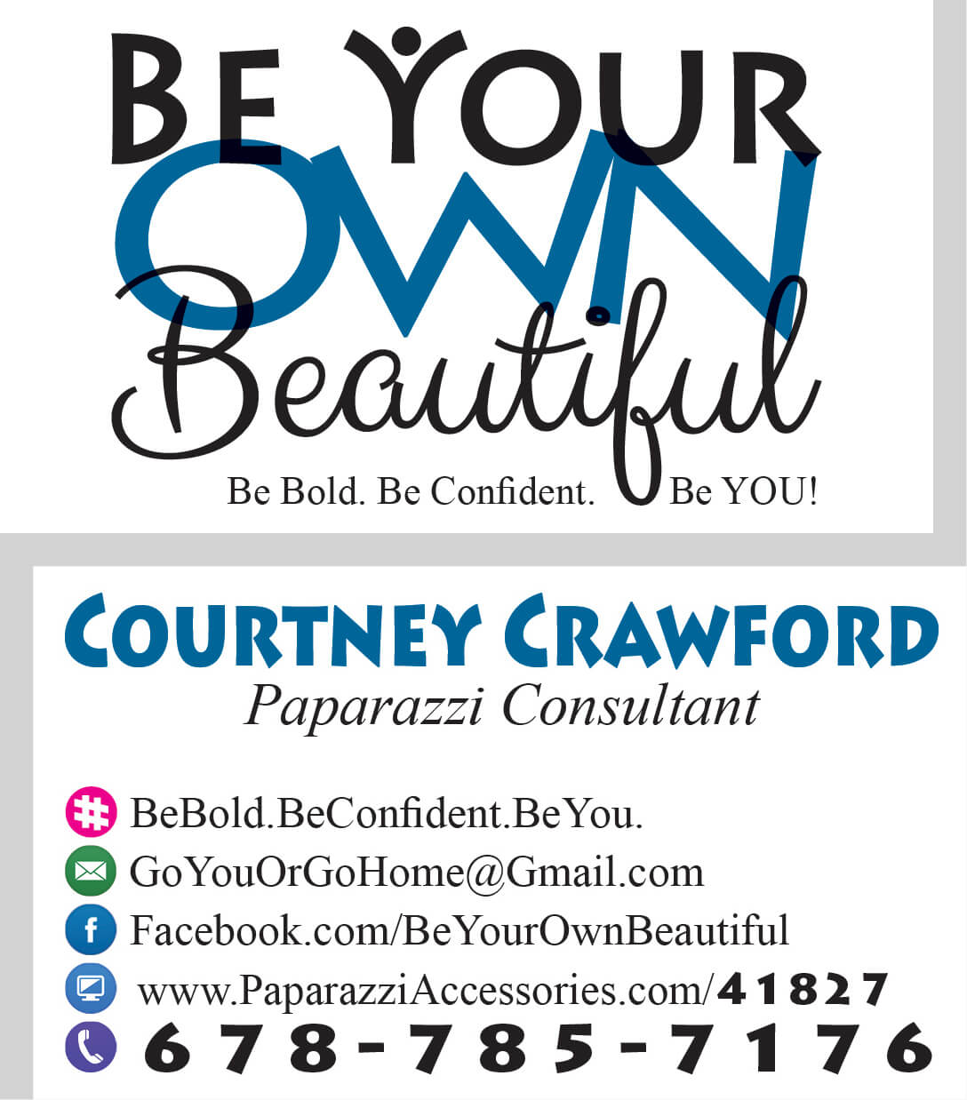 Business card for Courtney Crawford of Be Your Own Beautiful