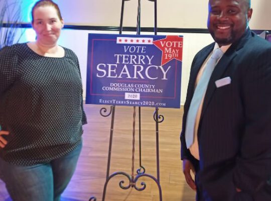 Nicole with client Terry Searcy at kickoff event